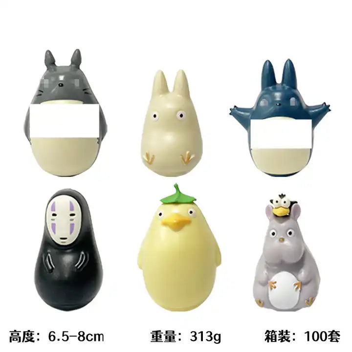 3PCS 6PCS Manga Tumbler Statues Figurine - Totoro, No Face Man, Spirited Away Collection Model Toy PVC Anime Figure