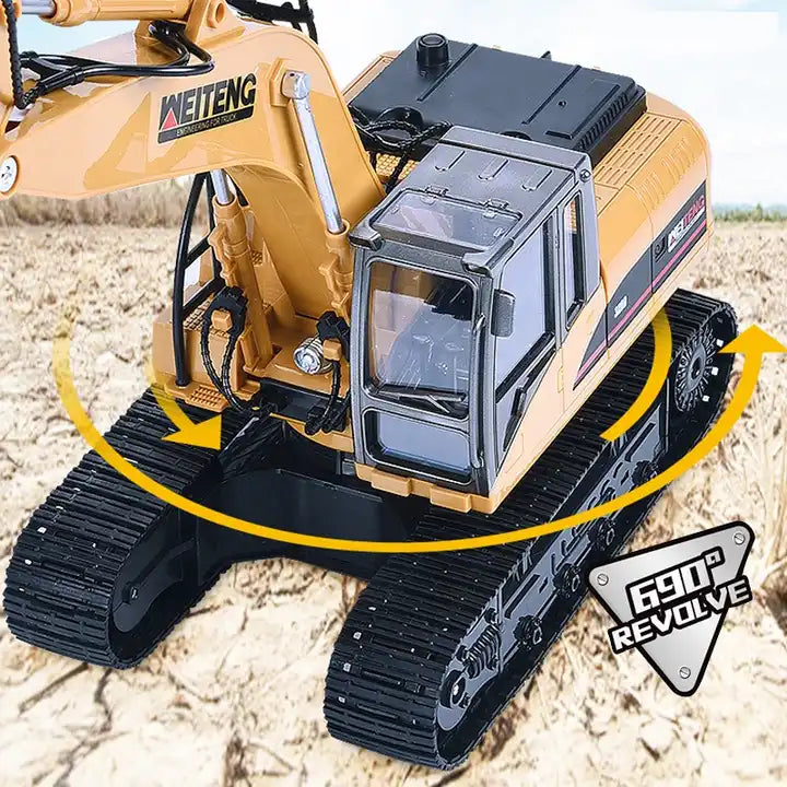 1:20 Scale 5-Channel RC Excavator - Die-Cast Engineering Truck Metal Vehicle Toy for Kids