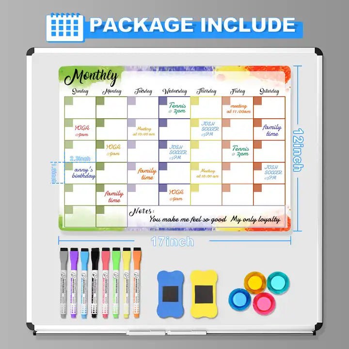 Kids Whiteboard Magnet Dry Erase Monthly Calendar Weekly Fridge Calendar Magnetic Calendar Board for Fridge