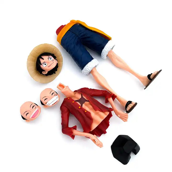 Anime Action Figure - One Piece Monkey D. Luffy with Interchangeable Facial Expressions