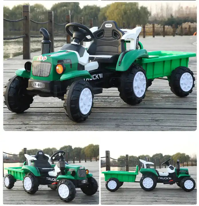 12V Kids Ride-On Truck - Remote Control Six-Wheel Mini Tractor for Outdoor Fun