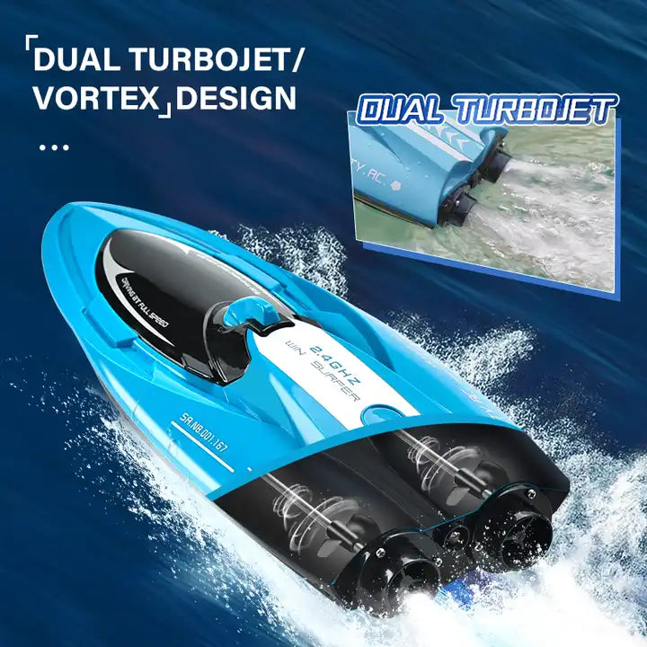 Waterproof RC Ship - Twin Turbojet Remote Control Speed Boat - 2.4GHz Radio Control Toy for Kids