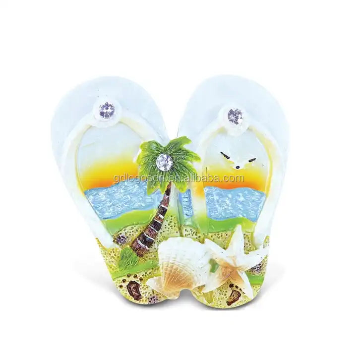 Tourist Fridge Magnets Flip Flops Shaped Metal Refrigerator Magnetic Sticker Halkidiki Souvenirs