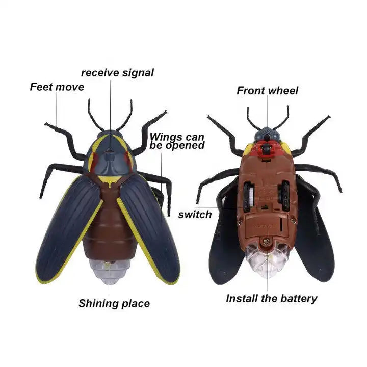 Realistic Infrared Remote Control Lightning Bug Toy - Glow-in-the-Dark RC Insect with Light Effects