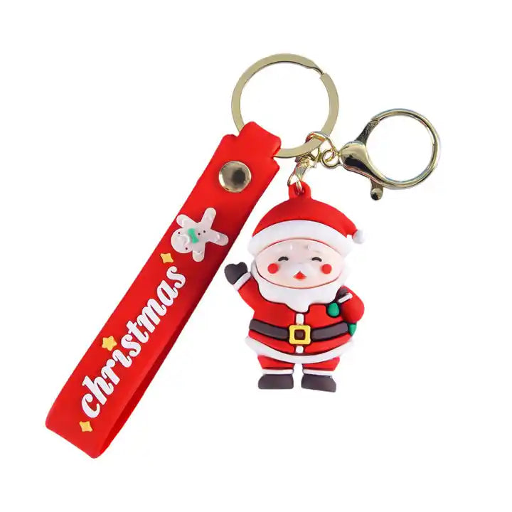 Christmas-Themed PVC Keychain Set | Santa Claus, Elk, Snowman, and Tree Pendants | Festive Anime Keychain Toys