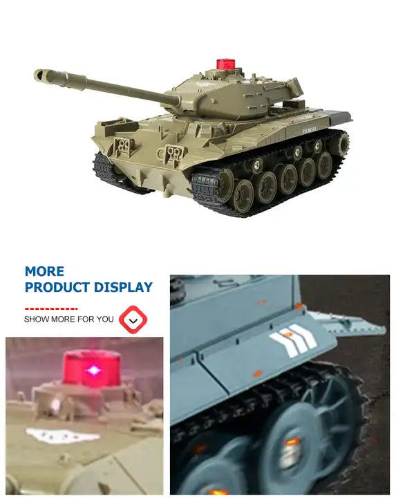 1/30 RC Tank Military Battle Model Toy Car - 2.4G Programmable Sound Effects Remote Control Crawler