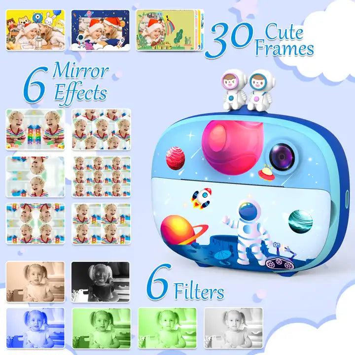 2023 High-Quality 2.4 Inch LCD Display 1080P Cute Print Camera for Kids, Perfect Christmas Gift for Girls & Boys