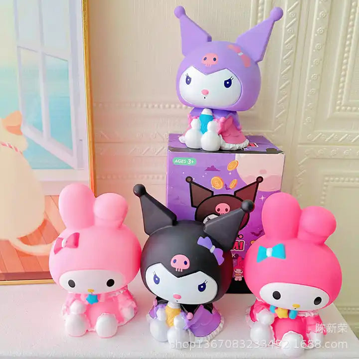 Sanrio Melody Piggy Bank Kuromi Cartoon | Large Capacity Money Box | Cute Drop-Resistant Kids Saving Pot | Anime Toys Girl Gift