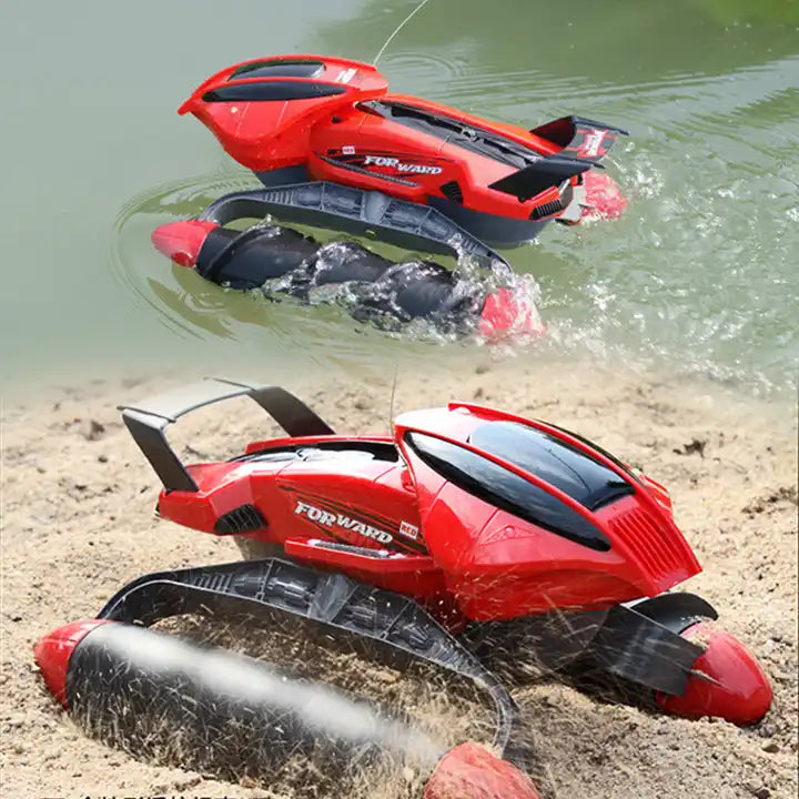 2.4GHz Remote Control Amphibious Racing Car & Boat – Outdoor Off-Road RC Truck with Spiral Wheels