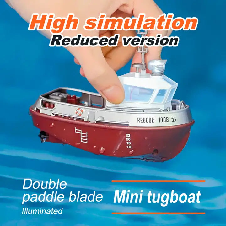 Mini RC Boat for Kids with Lights – 2.4GHz Remote Control, 9KM/H Speed, Easy Operation