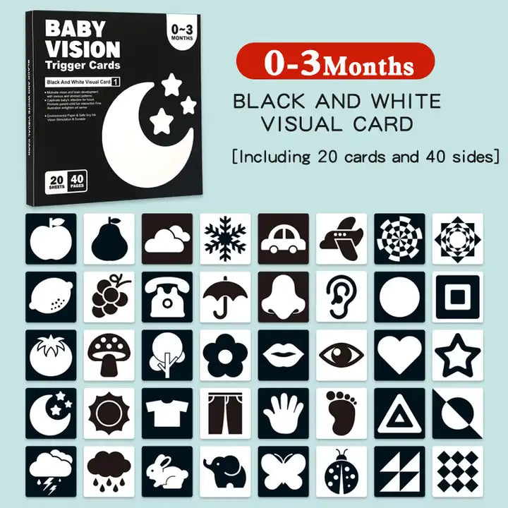 High Contrast Baby Flashcards ? Visual Stimulation Cards in Black and White for Babies