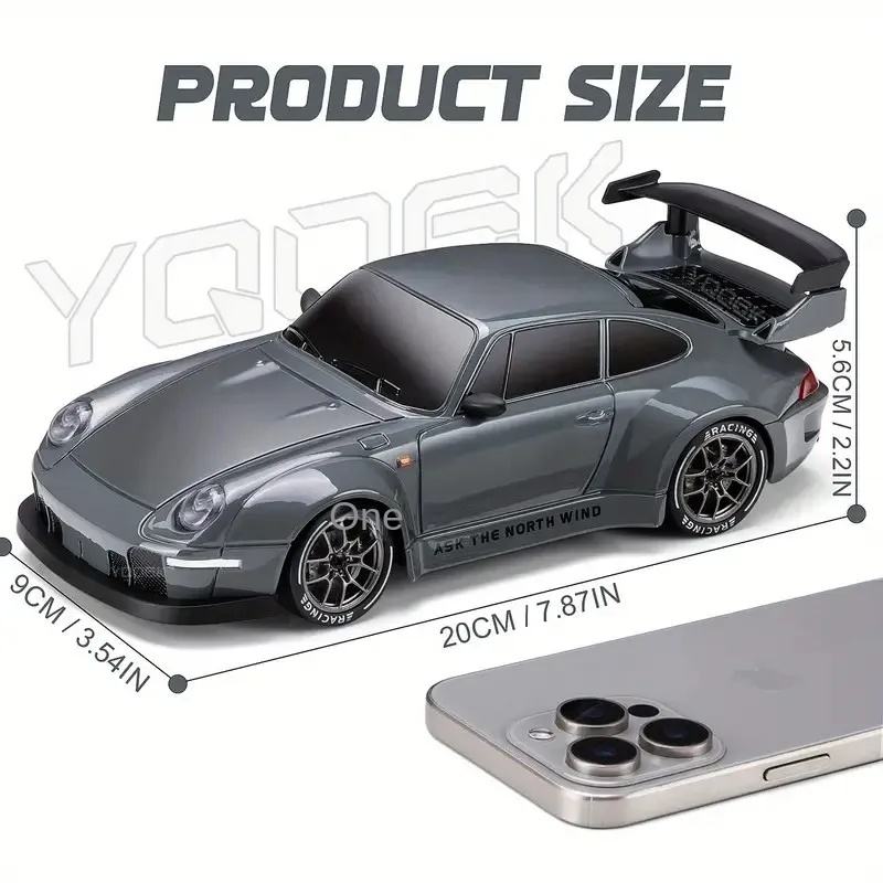 1:24 RC 4WD Porsche 911 GTR Drift Car - 2.4GHz Remote Control Racing Sports Car with Gyroscope & LED Lights