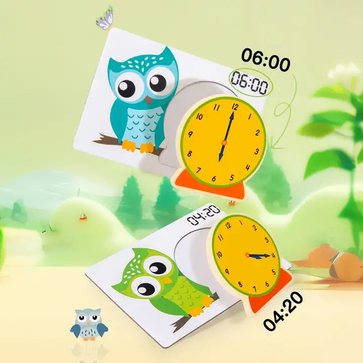 Children's 3D Clock Time Cognitive Match Puzzle Board Game - Early Educational Teaching Aid for Kids