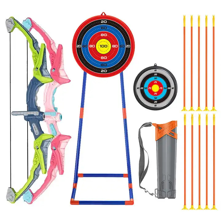 Sport Girls Bow and Arrow Play Set | Pink Plastic Archery Toy Set for Kids | Fun Shooting Game