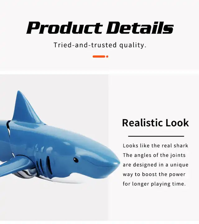 JJRC S10 Remote Control Boat - 2.4G RC Shark Simulation Waterproof Ship Toy for Kids