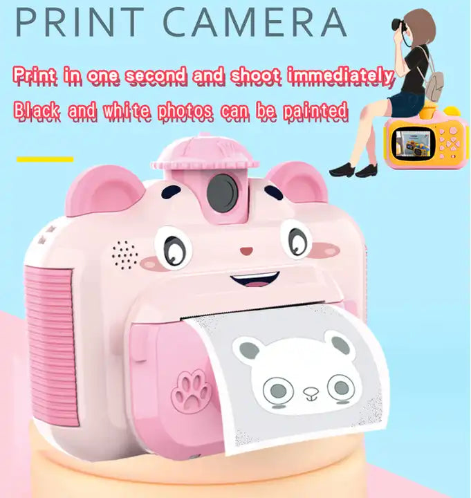 Kids Instant Print Camera, 1080P HD, Mini Camera with Thermal Photo Paper, Fun Toy for Boys & Girls with Free Drop Shipping