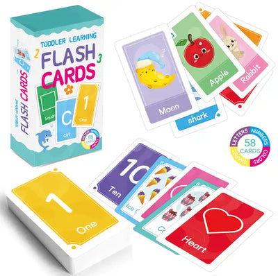 Childhood Education Flash Cards - Learn Word Shape Color Number English Letter Cards Early Education Flash Card