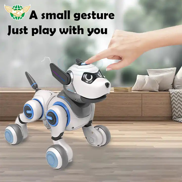 Interactive Intelligent Electronic Pet Dog Robot Toy - Multifunctional RC Puppy with Light and Sound for Kids