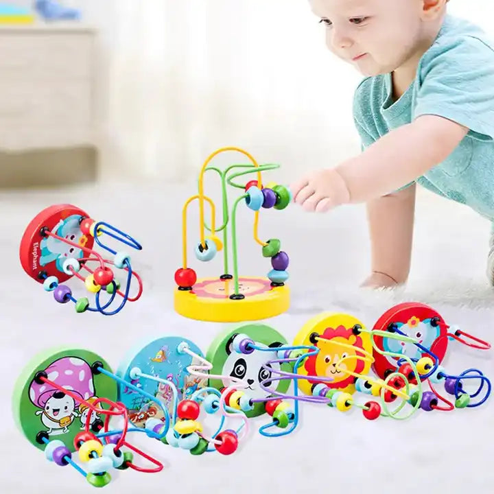 Montessori Brightly Mini Wire Roller Learning Puzzle - Counting Frames Circle Bead Maze and Other Educational Toys for Baby Toddlers