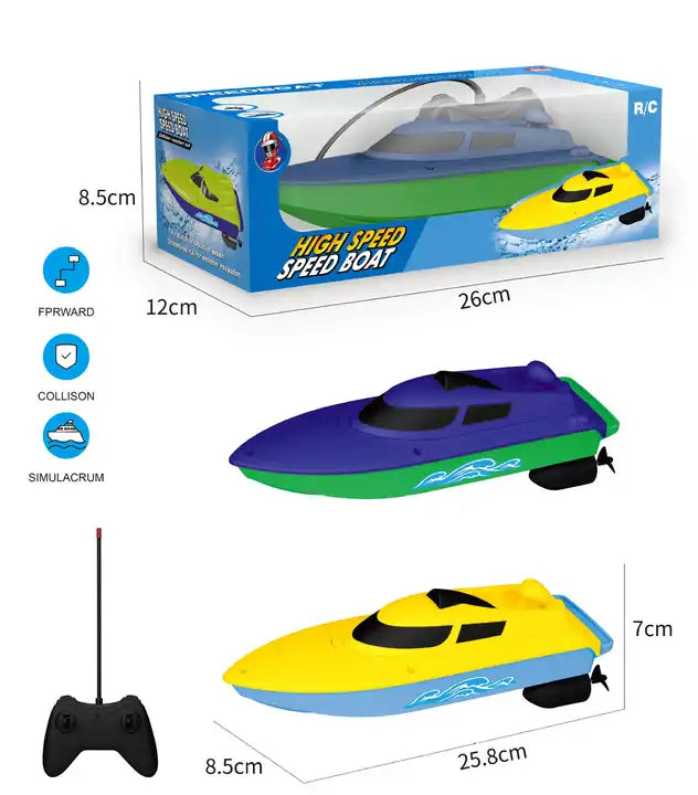 Mini High-Speed Waterproof RC Boat - Electric Remote Control Speedboat Toy for Kids