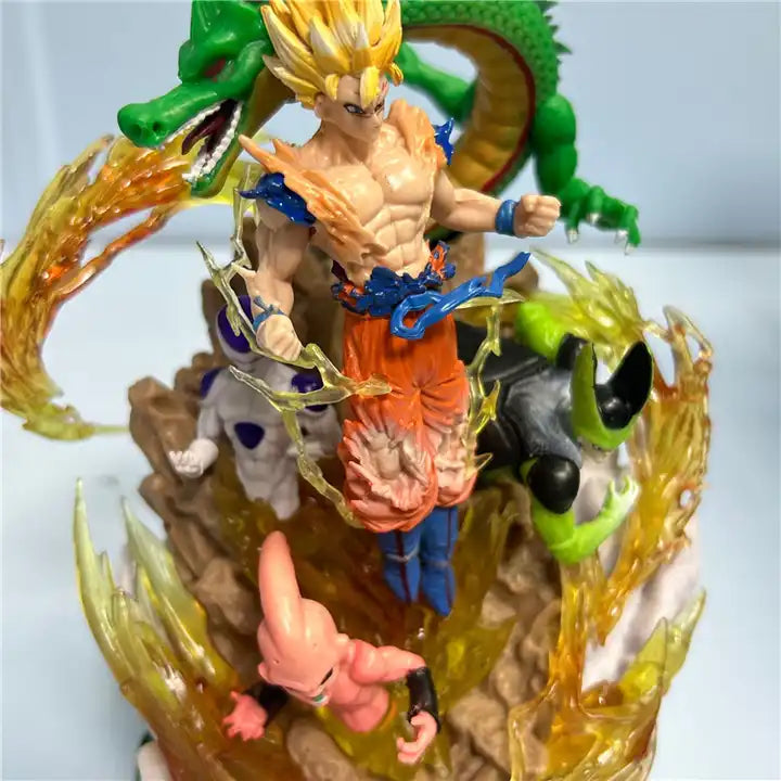 Anime Dragon Ball Z 25cm Shenron Super Saiyan Son Goku Action Figures – Battle Mode with Cell, Frieza, Buu Collection Toys