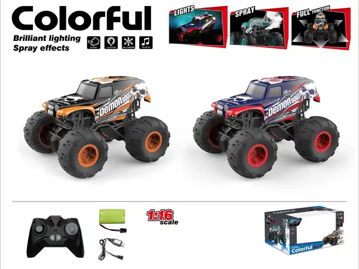 1:16 4 Channels RC Monster Truck - Cross-Country Vehicle with Light & Music