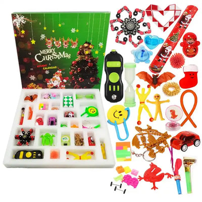 Christmas 24 PCs Advent Calendar Christmas Blind Box Pull Back Car Fidget Spinner Fidget Sensory Toys For Kids