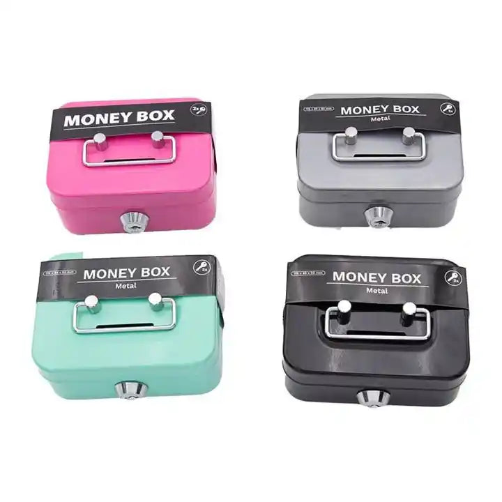 New Creative Handheld Metal Money Box | Small Drop Box for Cash Deposit | Secure Key Lock Storage