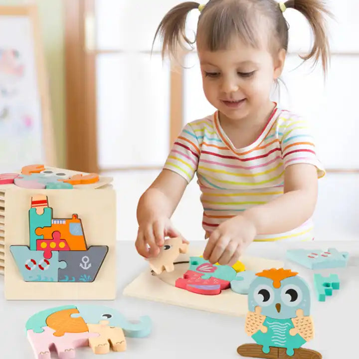 24-Piece Wooden Jigsaw Puzzle for Kids | Montessori Educational Cartoon Puzzle Toy for Boys & Girls | Ideal Gift for Toddlers