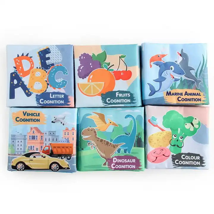 Baby Puzzle Early Education Cloth Book – 4 Pages 3D Dinosaur & Ocean Letter Learning Book for Infants