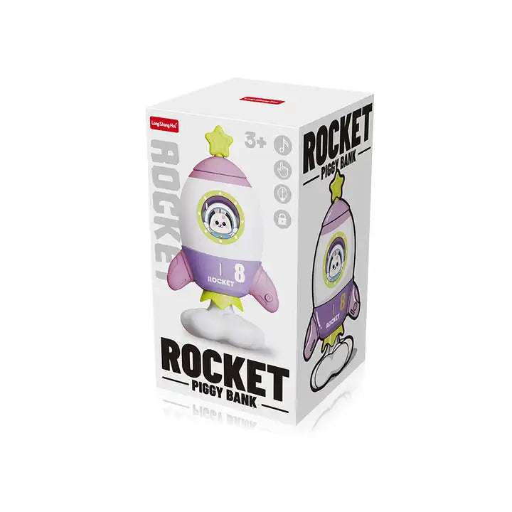 Custom Rocket Shape Coin Bank | Space Series Kids Plastic Piggy Bank