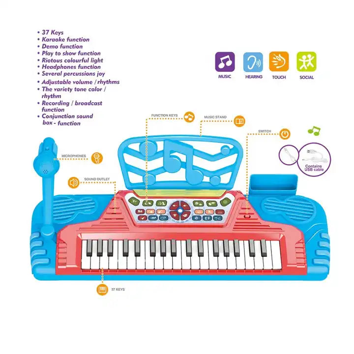 Multi-Function 37 Keys Keyboard – Electronic Piano Musical Instrument Toy for Children