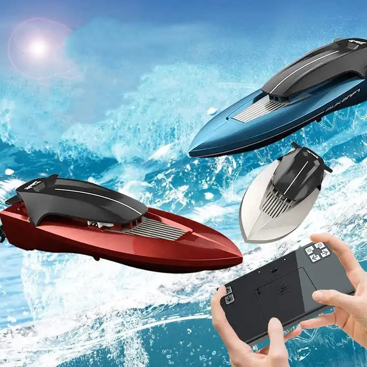 Mini RC Speedboat - 2.4G 4-Channel High-Speed Racing Boat with Remote Control and LED Lighting