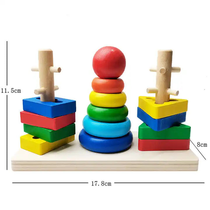 Educational Montessori Wooden Building Block Toys ? Stacking Toys for Kids