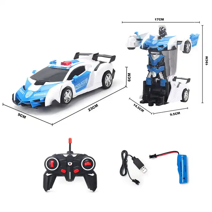 Remote Control Police Car Model – Colorful Racing Car 1:18 RC Supercar Transform Robot Toys