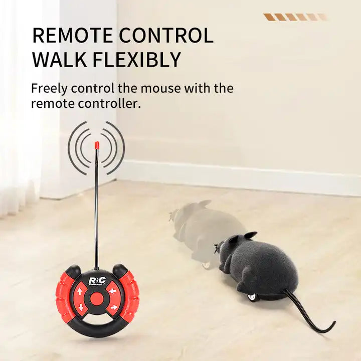 Electricity Four-Way Flocking Wireless Remote-Controlled Mouse Toy | Interactive Rat Mouse for Cats and Kittens