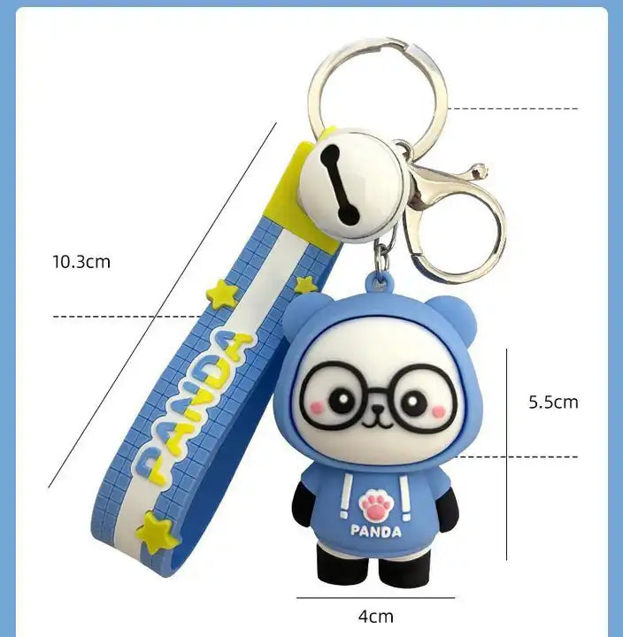 3D Silicone Panda Keychain | Creative Cartoon Car & School Bag Accessory