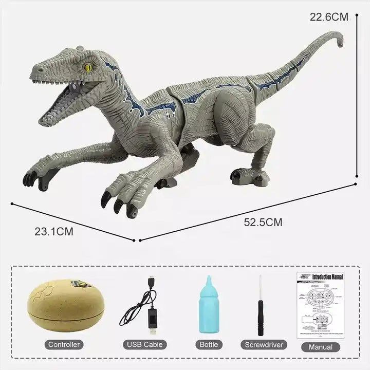 2.4G Remote Control Electric Walking Dinosaur Toy - Battery Operated Stunt Dino with Spray Features for Kids