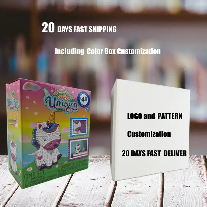 Custom DIY Educational Craft and Art Set ? Unicorn Plaster Diamond Painting Gift for Kids