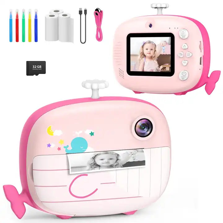 Kids Digital Camera - 2-Inch Screen Instant Camera with Cartoon Design for Boys and Girls Gifts Toys K1