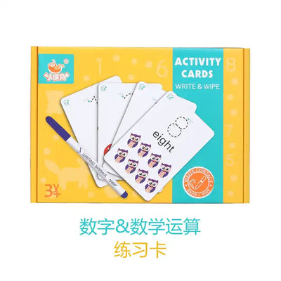 Kids Toddlers Learning Flash Cards - IQ Activity Card - Write and Wipe Educational Cards