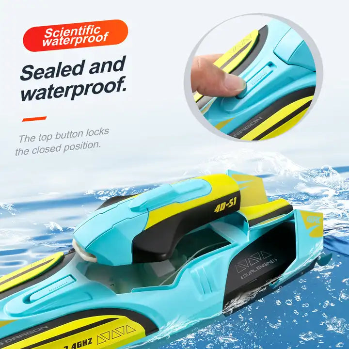 30KM/H 2.4G Rechargeable High-Speed Remote Control Speedboat - Perfect Summer Gift for Kids