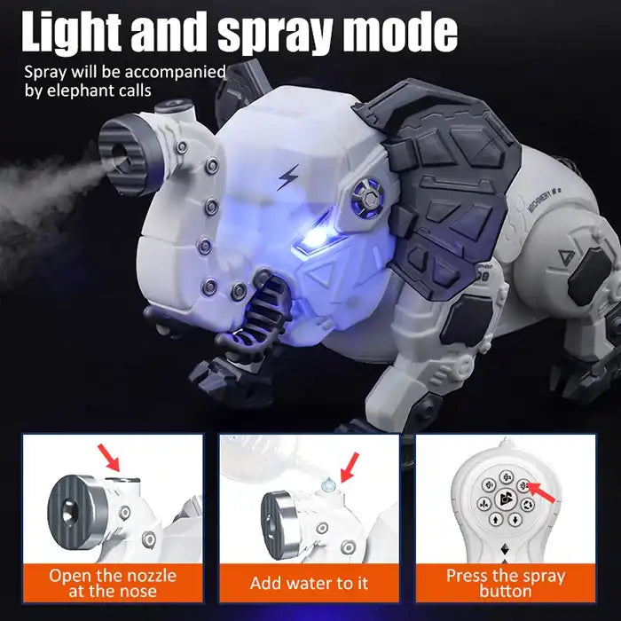 Electronic Pets Lighting Music Dancing Spray RC Toy - Remote Control Elephant Robot