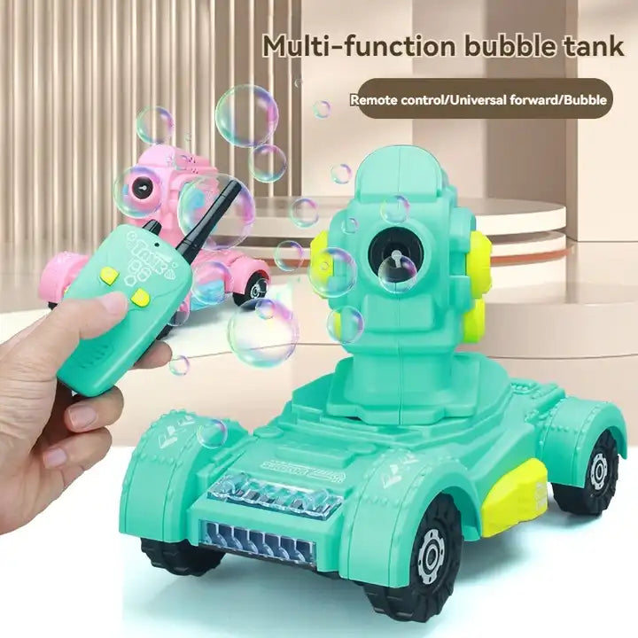 360° Remote Control RC Tank Drift Car with Bubble Gun and Light-Up Features for Kids