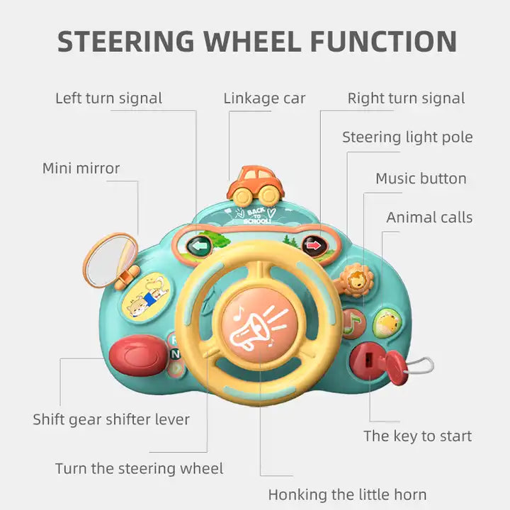 Simulation Steering Wheel Toy for Babies ? Musical Educational Learning Toy for Kids