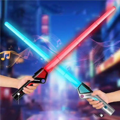 Laser Sword Lightsaber Light-Up Toy Sword with Sound Effects and Glitter Stick 2-in-1 Fun for Boys and Girls