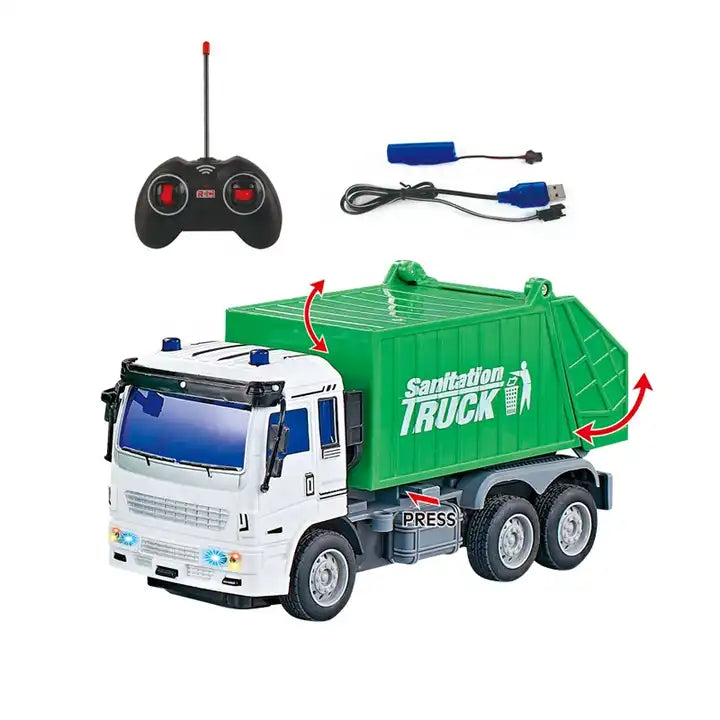 1:30 Scale Engineering Car Model Toy - Sanitation Truck Remote Control Vehicle