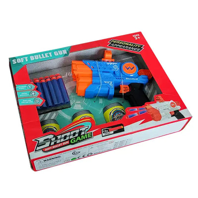 Safe Soft Bullet Gun Toy for Kids Cartoon Plastic Shooting Game Playset