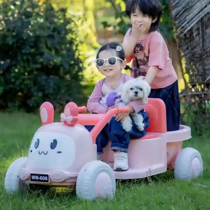 Pink Rechargeable 2-Seater Ride-On Tractor - Battery Powered Car for Kids