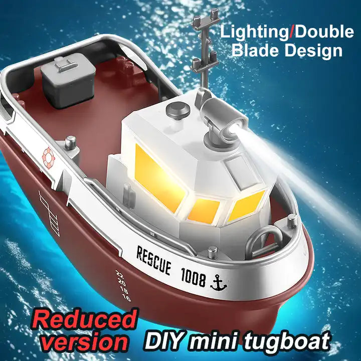 Mini RC Boat for Kids with Lights – 2.4GHz Remote Control, 9KM/H Speed, Easy Operation